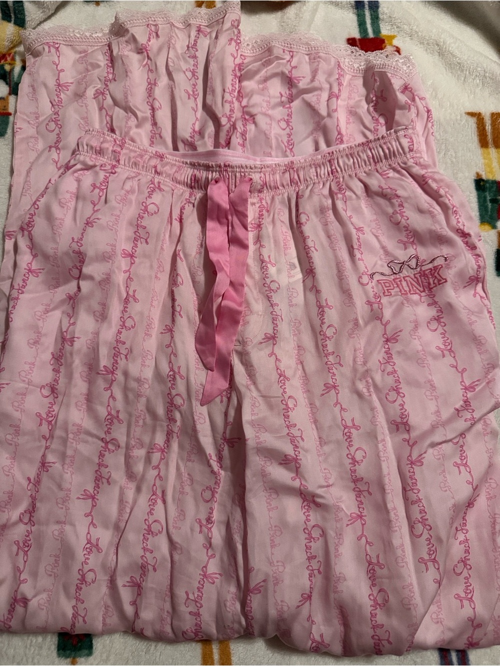 PINK Victoria's Secret LoveShackFancy bow pajamas xs short